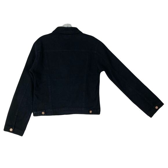 CI SONO Jacket Women L Black Denim 4 Pockets Button Up Long-Sleeve Cotton - Picture 2 of 9